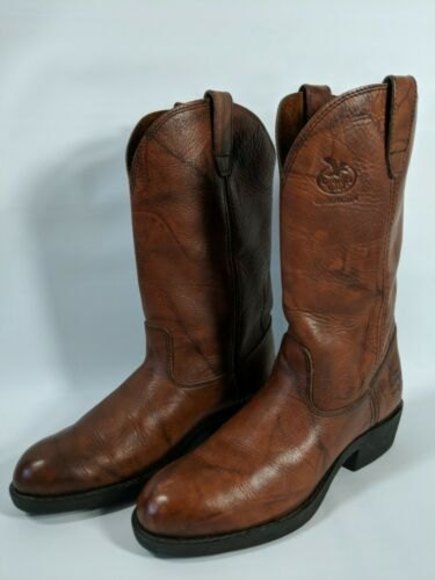 Georgia Boots Farm and Ranch Comfort Core Size 8 Chestnut Leather Cowboy - Picture 1 of 12